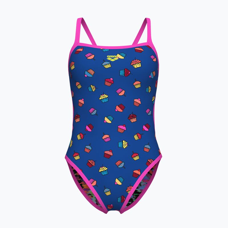 Women's one-piece swimsuit arena Reversible Swimsuit Challenge Back royal multi/shocking pink
