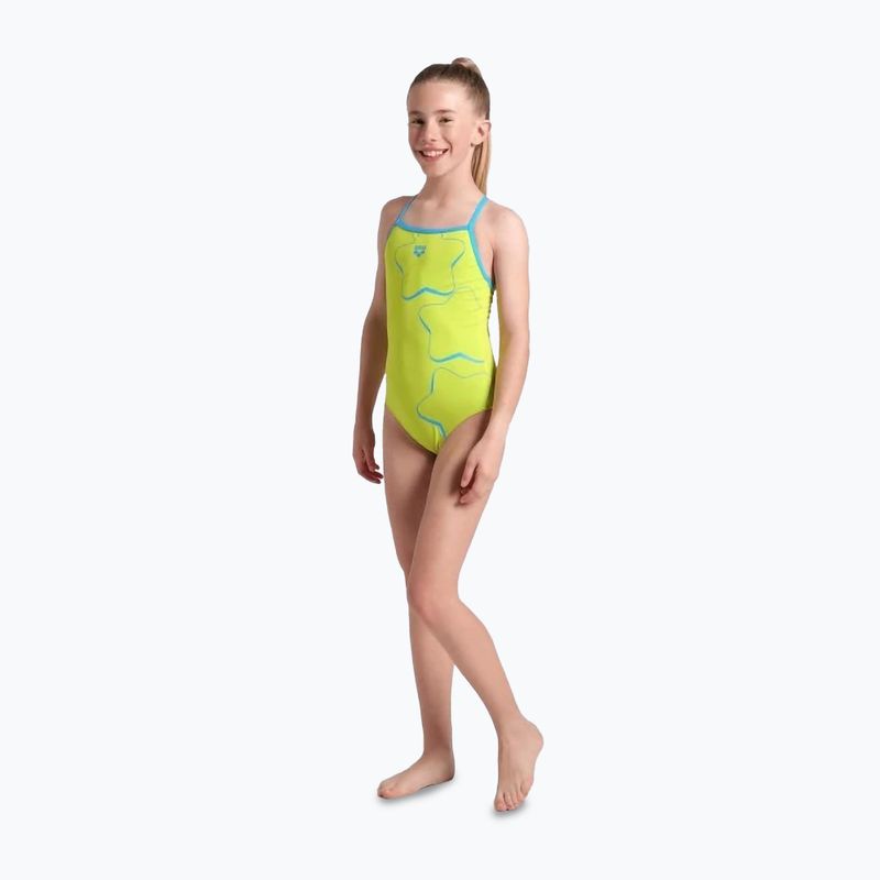 Arena Star Graphic Lightdrop Back soft green / turquoise children's one-piece swimsuit 2