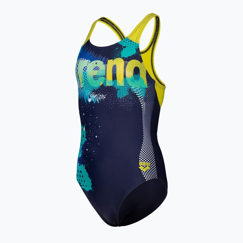 Children's one-piece swimsuit arena Light Tricks Swim Pro Back navy/soft green/multi 3
