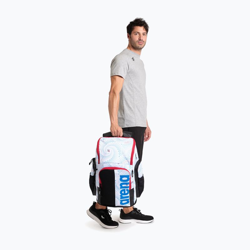 Arena Spiky III 45 l Allover fireflow / white swimming backpack 11