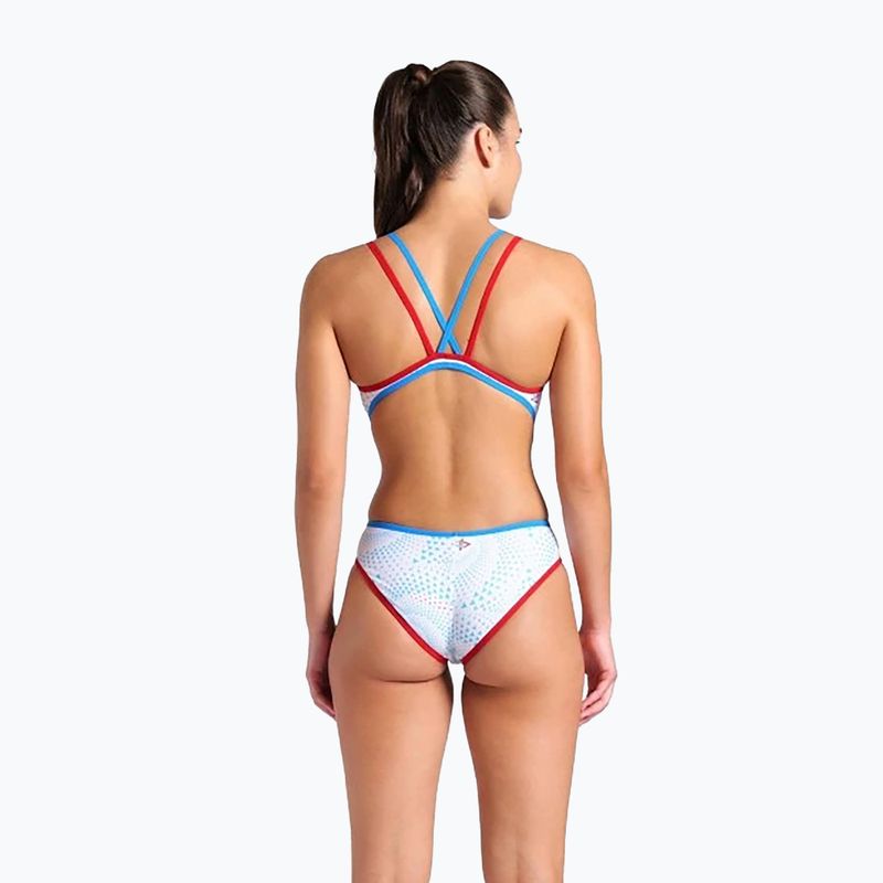 Women's one-piece swimsuit arena One Fireflow Double Cross red/blue river/white multi 3