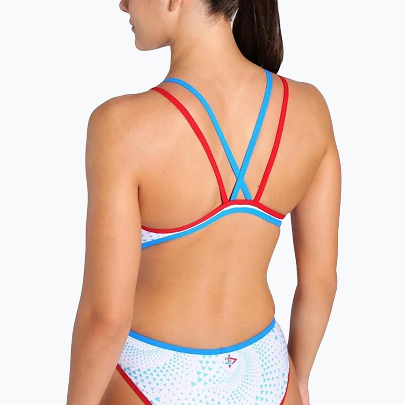 Women's one-piece swimsuit arena One Fireflow Double Cross red/blue river/white multi 5