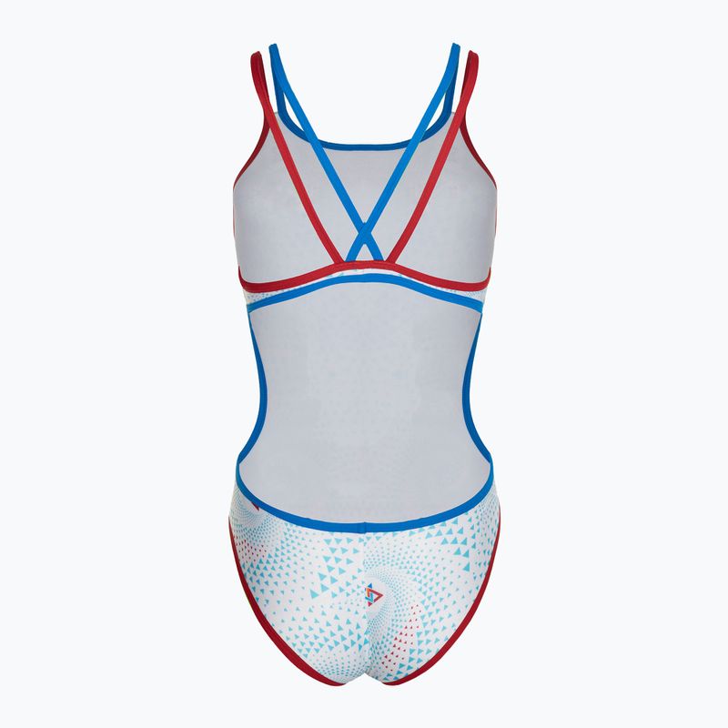 Women's one-piece swimsuit arena One Fireflow Double Cross red/blue river/white multi 2