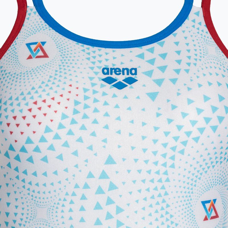 Women's one-piece swimsuit arena One Fireflow Double Cross red/blue river/white multi 3