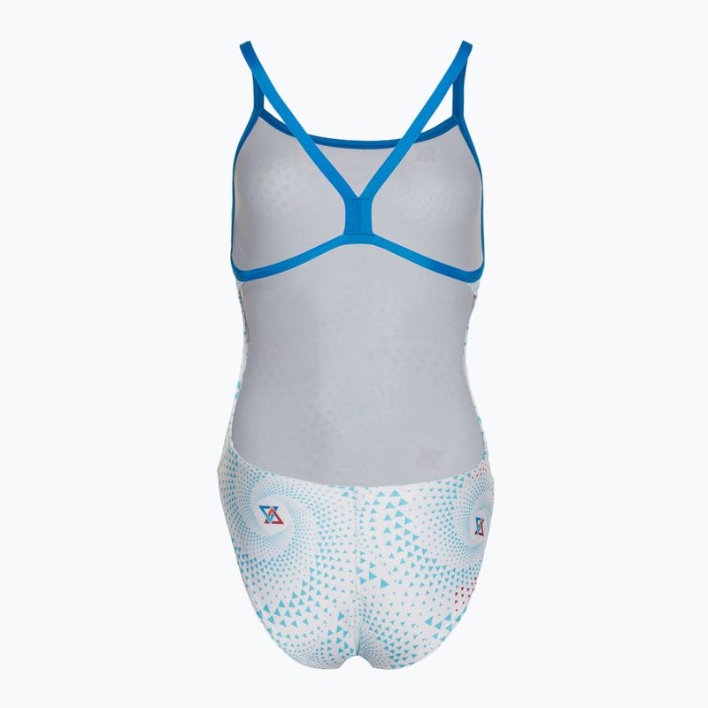 Women's one-piece swimsuit arena Fireflow Challenge back blue river/white multi 2