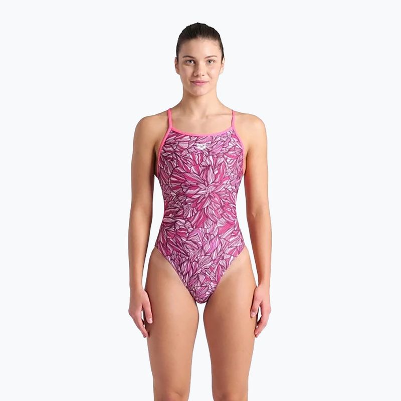 Women's one-piece swimsuit arena Pink Dahlia Lace Back shocking pink/multi