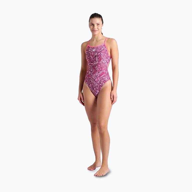 Women's one-piece swimsuit arena Pink Dahlia Lace Back shocking pink/multi 2