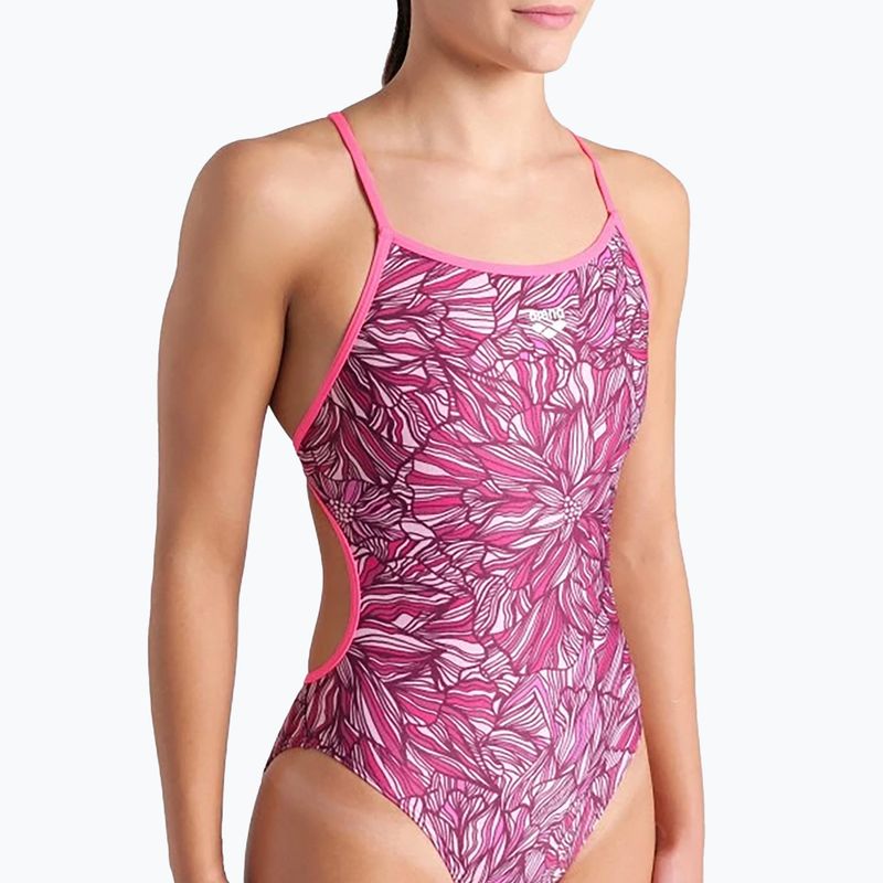 Women's one-piece swimsuit arena Pink Dahlia Lace Back shocking pink/multi 5