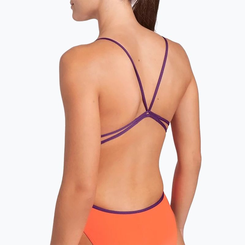 Women's one-piece swimsuit arena Lace Back Solid bright coral/plum 5