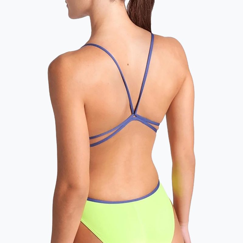 Women's one-piece swimsuit arena Lace Back Solid artic lime/future dusk 5