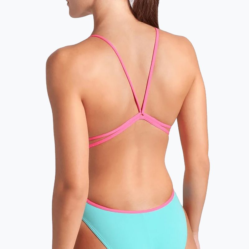 Women's one-piece swimsuit arena Lace Back Solid water/shocking pink 5