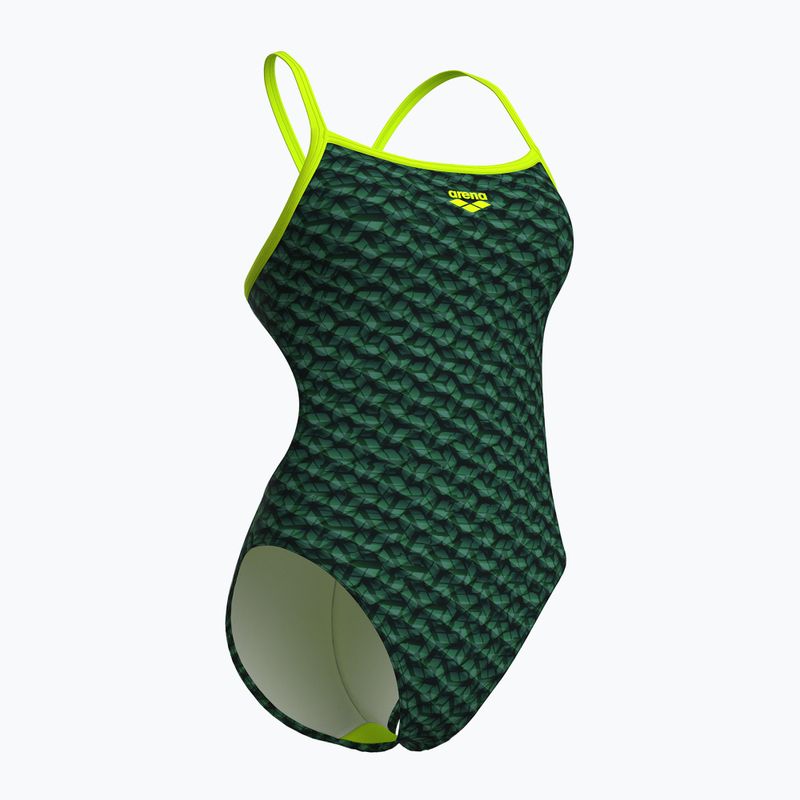 Arena Monogram Challenge Back dark sage multi/artic lime women's one-piece swimsuit 3