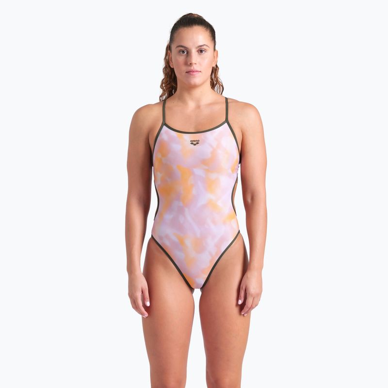 Women's one-piece swimsuit arena Ao Rev Challenge Back multicolor/dark sage 5