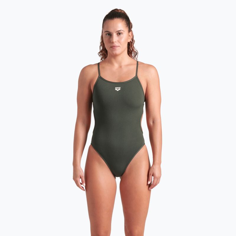 Women's one-piece swimsuit arena Ao Rev Challenge Back multicolor/dark sage 6