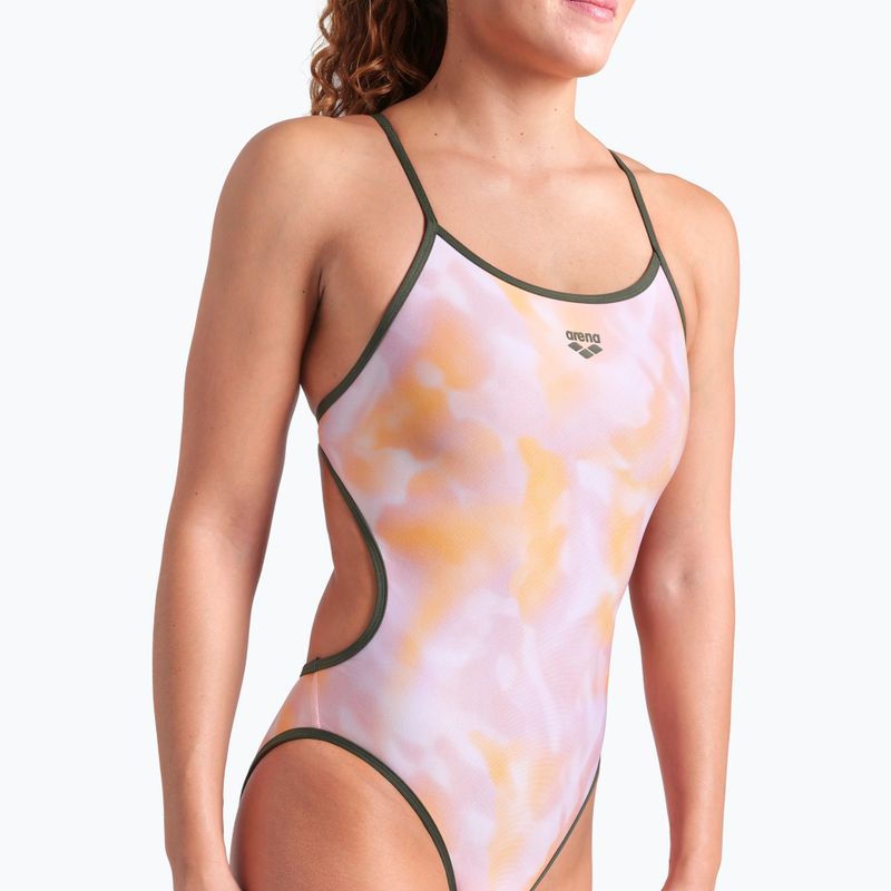 Women's one-piece swimsuit arena Ao Rev Challenge Back multicolor/dark sage 11