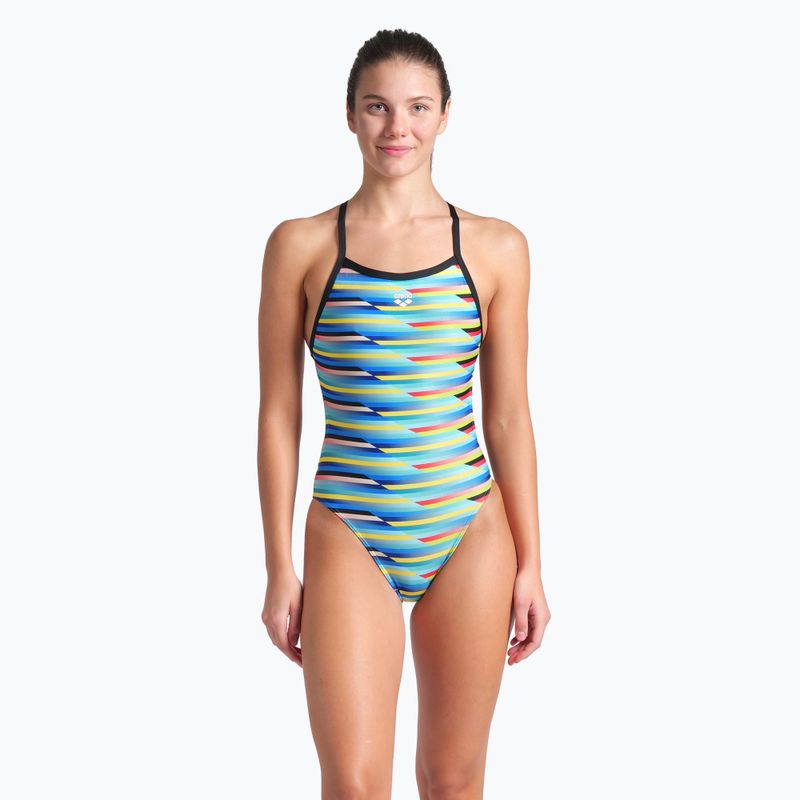 Women's one-piece swimsuit arena Racing Stripe Xcriss Cross black multi/black 5