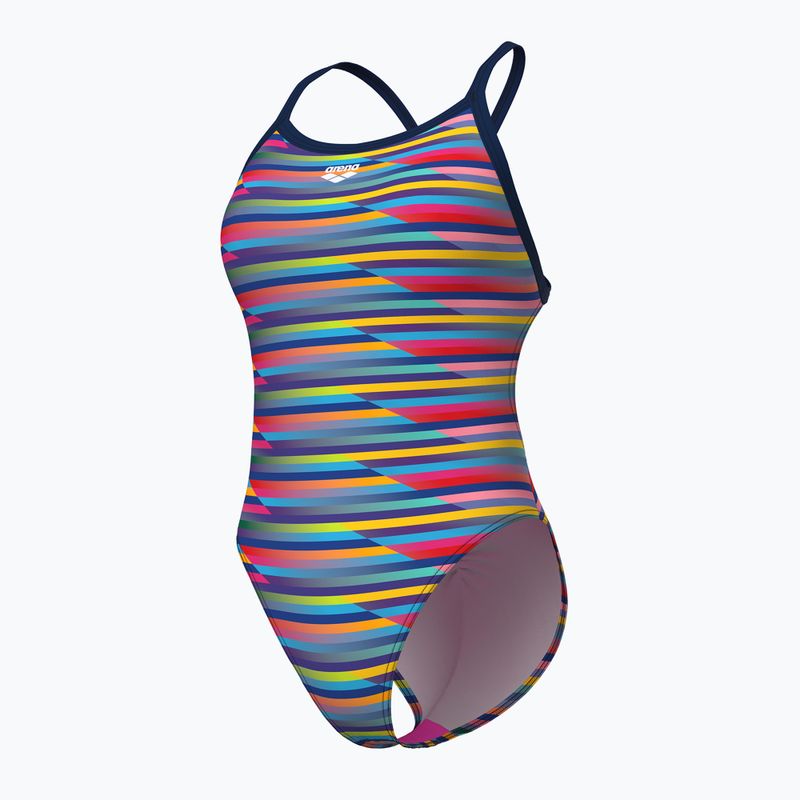 Women's one-piece swimsuit arena Racing Stripe Xcriss Cross navy multi/navy 4