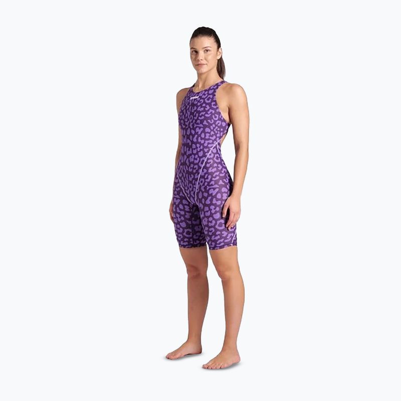 Women's one-piece swimsuit arena Powerskin ST Next LE Open Back leopard skin violet 2