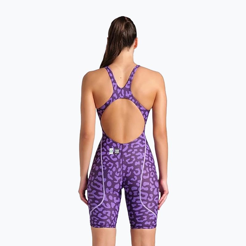 Women's one-piece swimsuit arena Powerskin ST Next LE Open Back leopard skin violet 3