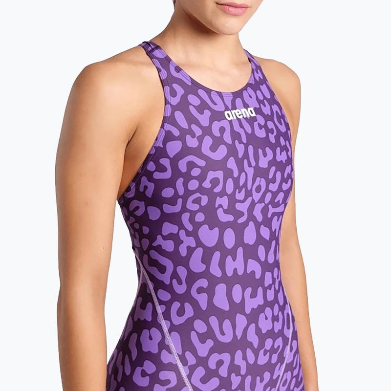 Women's one-piece swimsuit arena Powerskin ST Next LE Open Back leopard skin violet 4