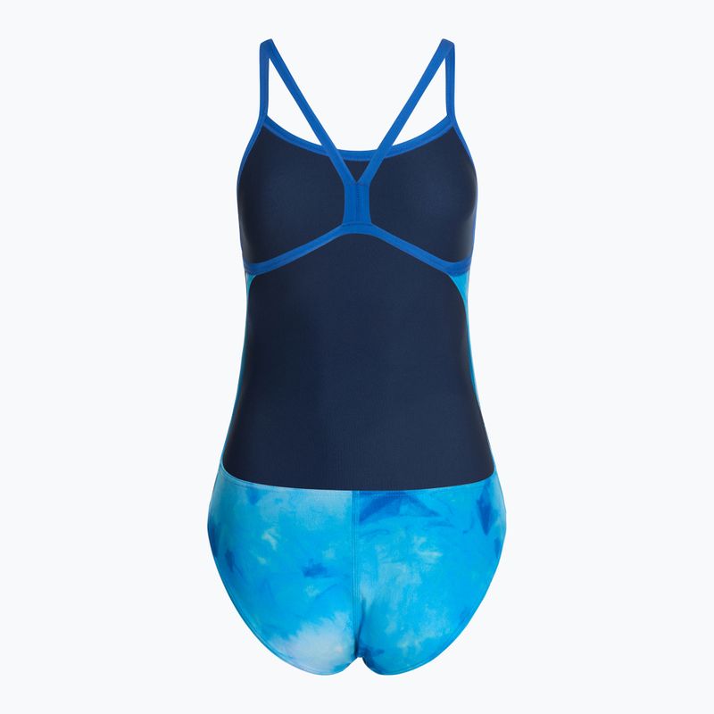 Women's one-piece swimsuit arena Tie-Dye Challenge Back Allover blue multi/royal 3