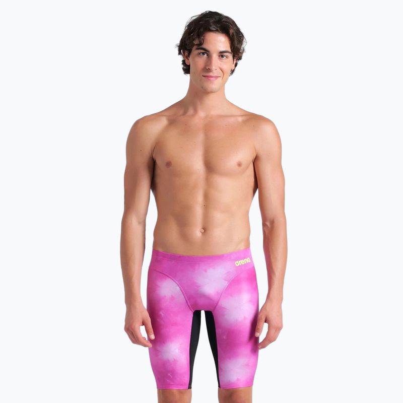 Men's swimming jammers arena Tie-Dye Jammer Allover Print shocking pink multi/black 4