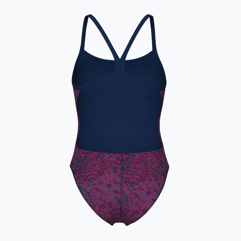 Women's one-piece swimsuit arena Snake Skin Challenge navy/team redwhiteblue 2