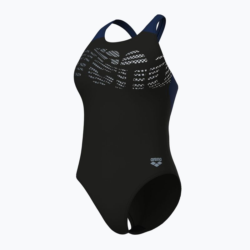 Women's one-piece swimsuit arena Flowing V Back black/navy 4