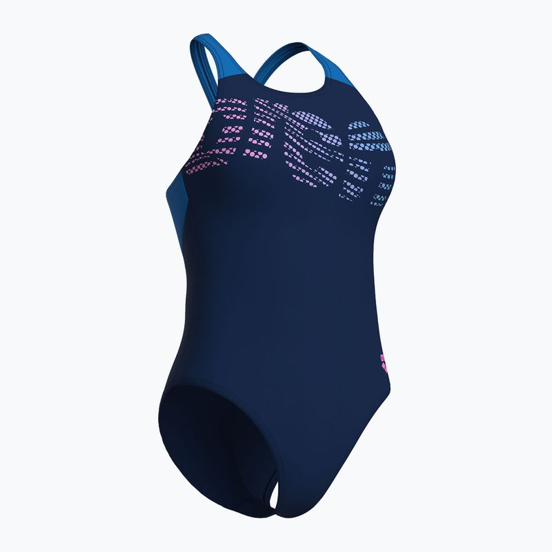 Women's one-piece swimsuit arena Flowing V Back navy/turquoise 3