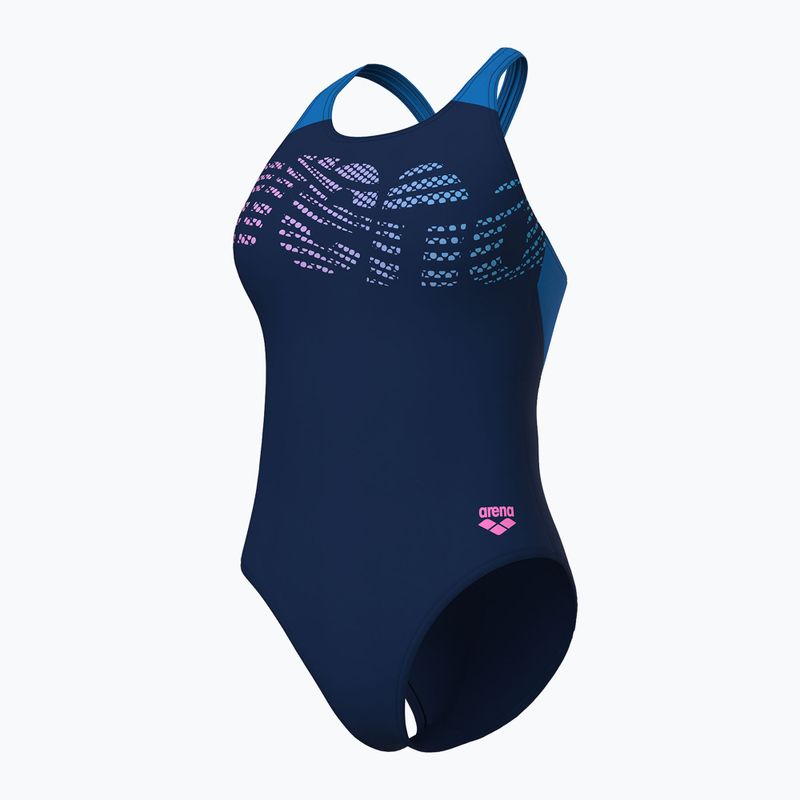 Women's one-piece swimsuit arena Flowing V Back navy/turquoise 4