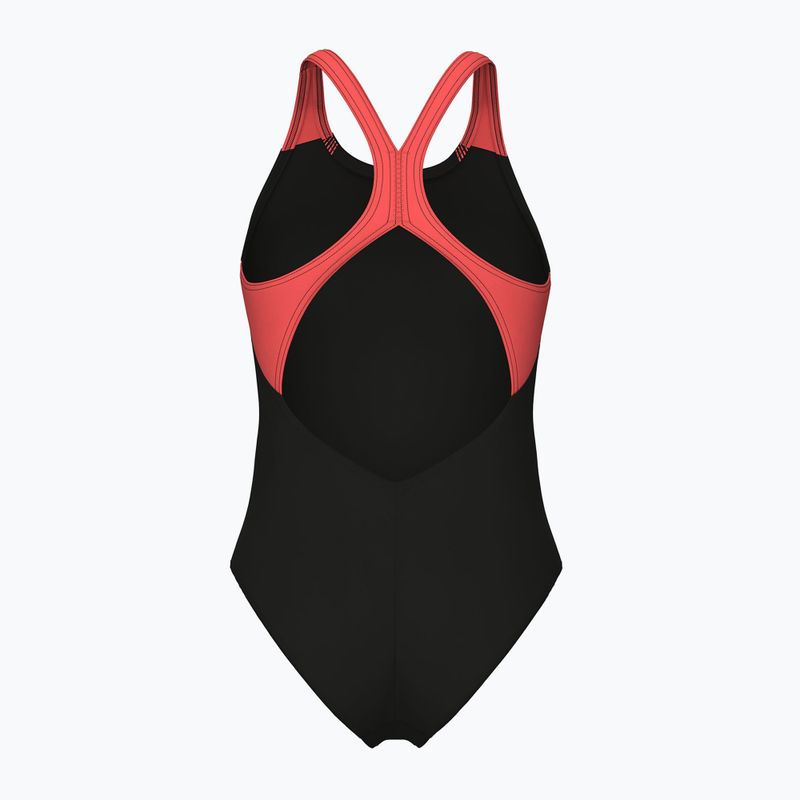 Women's one-piece swimsuit arena Blast V Back black/calypso coral 2