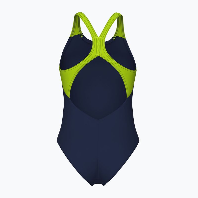 Women's one-piece swimsuit arena Blast V Back navy/artic lime 2