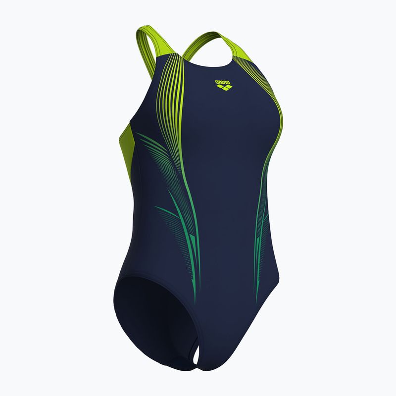 Women's one-piece swimsuit arena Blast V Back navy/artic lime 3