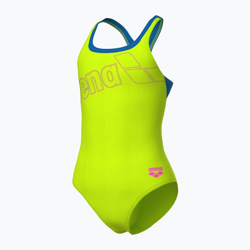 Women's one-piece swimsuit arena Logo Swim Pro artic lime/blue china 4