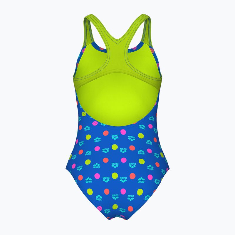 Children's one-piece swimsuit arena Multiple Dot Swim Pro Back multi blue/artic lime 2