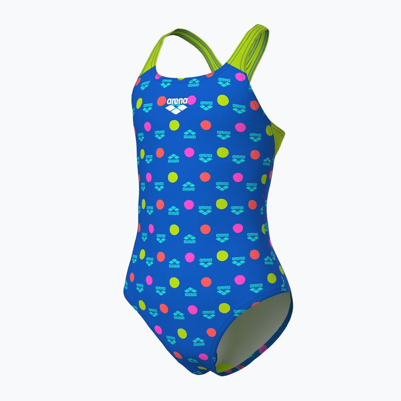 Children's one-piece swimsuit arena Multiple Dot Swim Pro Back multi blue/artic lime 4