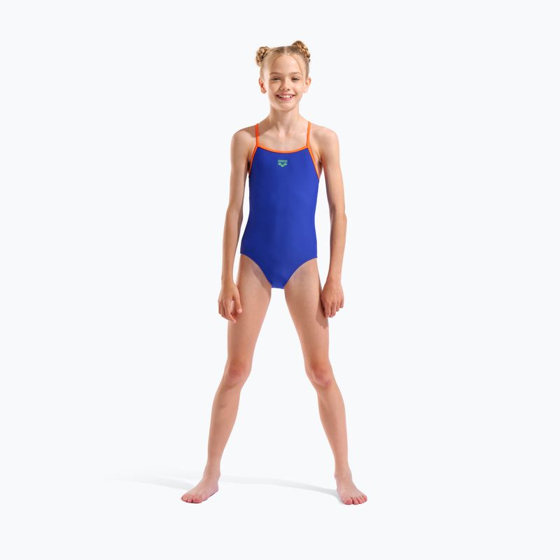 Children's one-piece swimsuit arena Light Drop Solid neon blue/team orange/team orange 6