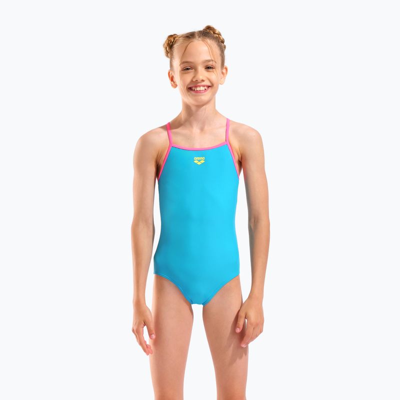 Children's one-piece swimsuit arena Light Drop Solid eyeblush/shocking pink/shocking pink 5