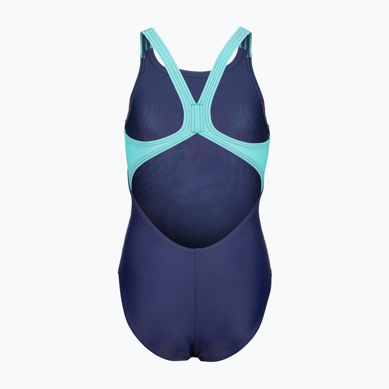 Children's one-piece swimsuit arena Lit Logo V Back L navy/water 2