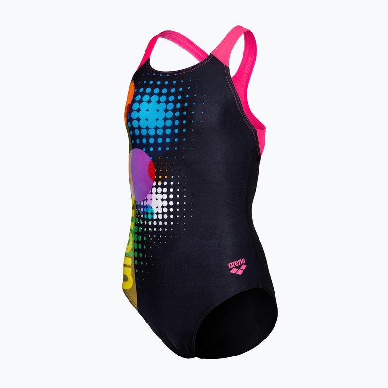 Children's one-piece swimsuit arena Dots Swim Pro Back black multi/black/shocking pink 3