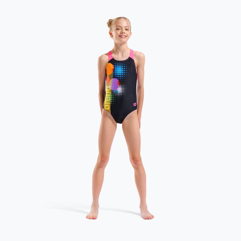 Children's one-piece swimsuit arena Dots Swim Pro Back black multi/black/shocking pink 6