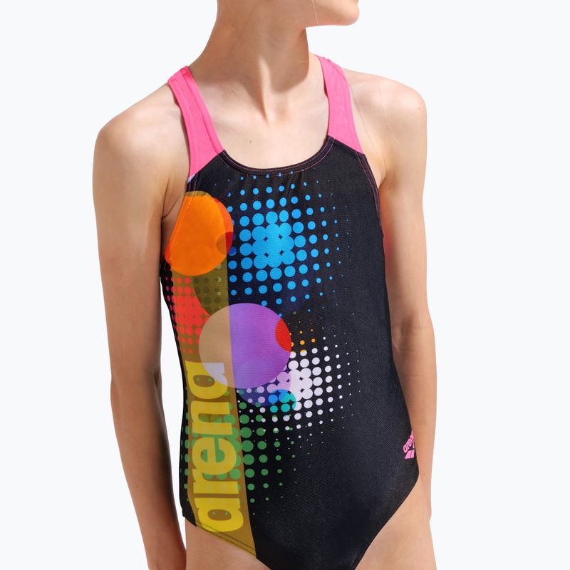 Children's one-piece swimsuit arena Dots Swim Pro Back black multi/black/shocking pink 8
