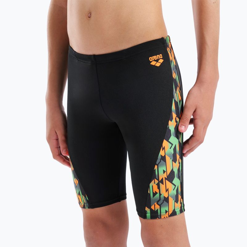 Children's swim jammers arena Print Swim black/orange multi 8
