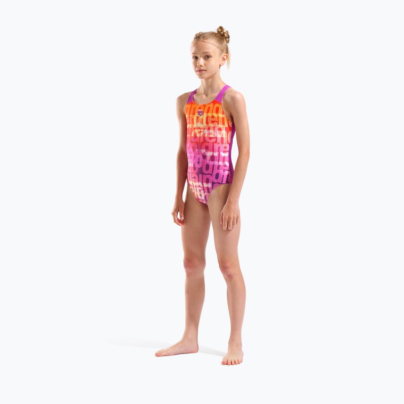 Children's one-piece swimsuit arena Multi Colours V Back pink multi/very fuchsia 6