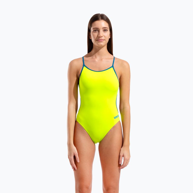 Ladies' one-piece swimsuit Arena Lace Back Solid artic lime/blue cosmo 5