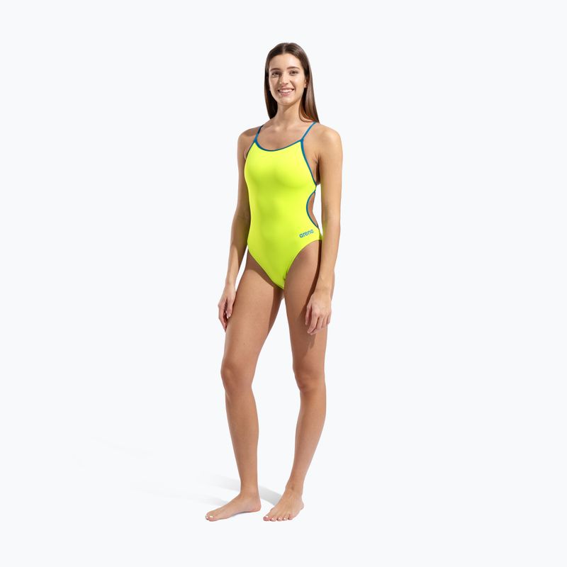 Ladies' one-piece swimsuit Arena Lace Back Solid artic lime/blue cosmo 6