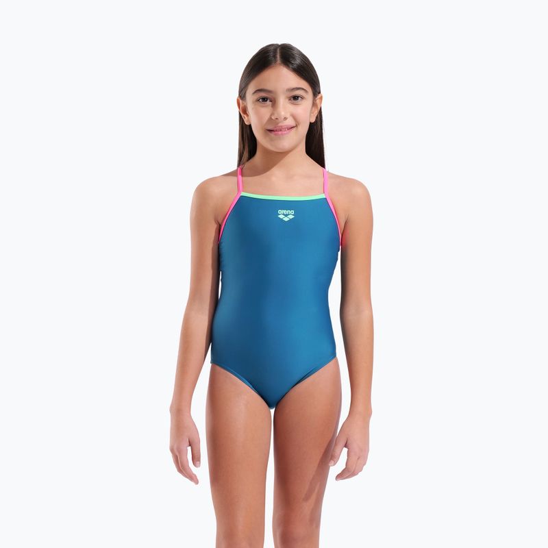 Children's one-piece swimsuit arena Light Drop Solid deep teel/shocking pink/verbena 5