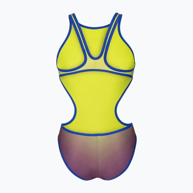 Ladies' one-piece swimsuit arena One Shaded Print Tech One Back artic lime violetta multi/neon blue 2