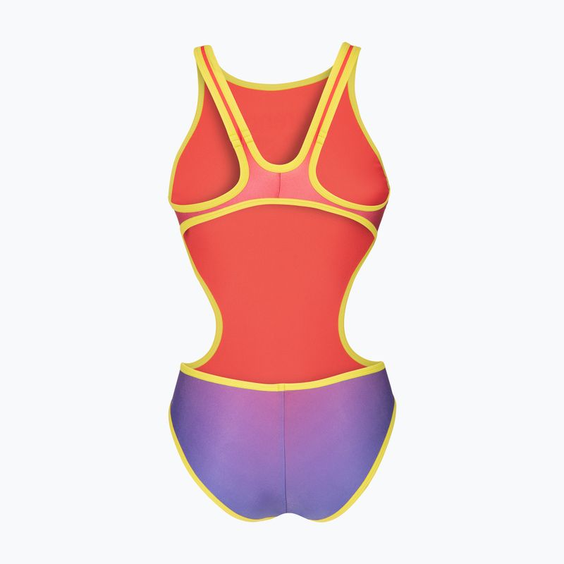 Ladies' one-piece swimsuit arena One Shaded Print Tech One Back bright coral royal multi/soft green 2