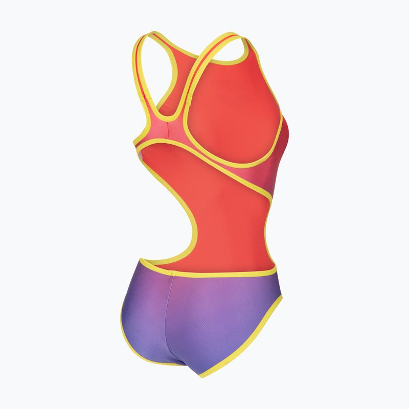 Ladies' one-piece swimsuit arena One Shaded Print Tech One Back bright coral royal multi/soft green 4